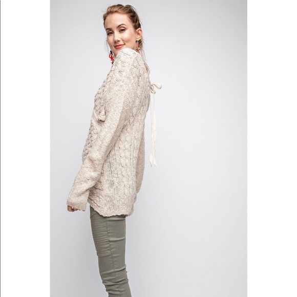 LAST ONE!!! Oatmeal Wrap Knit Sweater - Picture 4 of 6